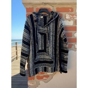 Vel Mex Baja Hoodie Pullover Striped Pouch Pocket Hooded Sweatshirt XXL